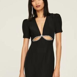 IEENA MAC DUGGAL Size 0 Puff Sleeve Embellished Cut-Out Evening Gown $498